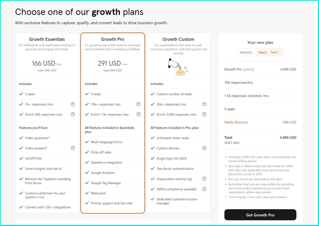 Typeform growth Checkout